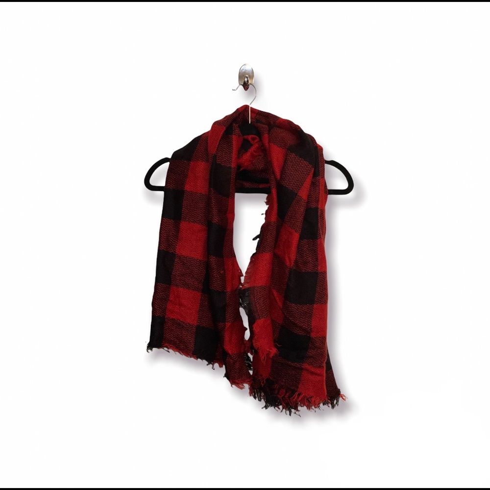 Red and black buffalo check scarf shawl luxury